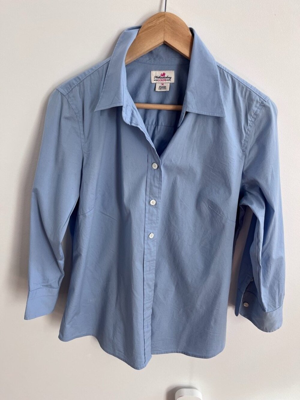 J.Crew Haberdashery Blue Refined Stretch Button Down Blouse Womens Size Medium